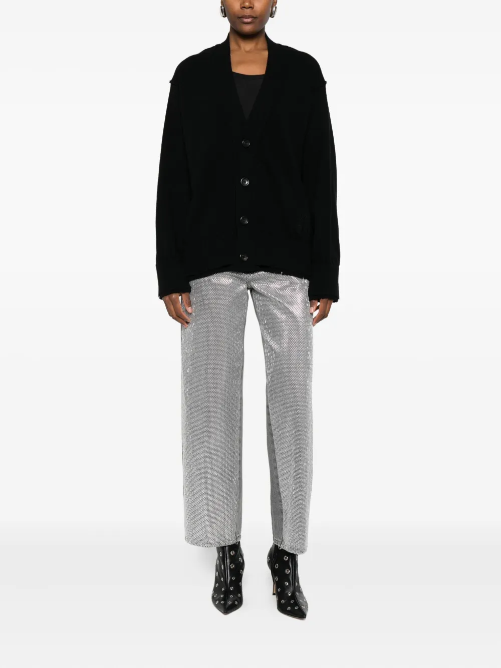 Federico Cina Distressed Cardigan In Black