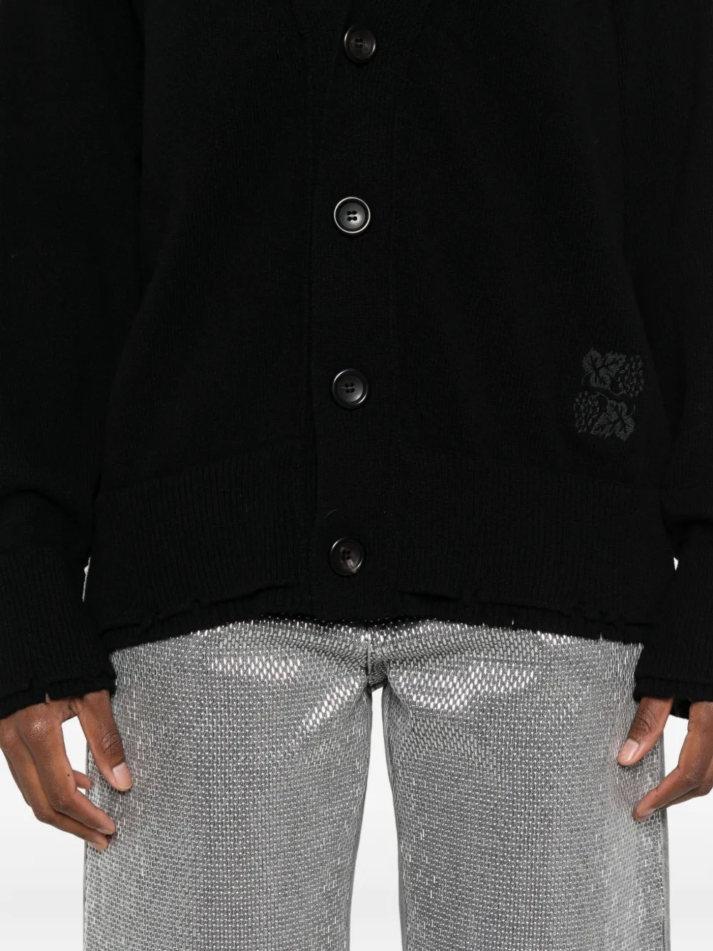 Federico Cina Distressed Cardigan In Black