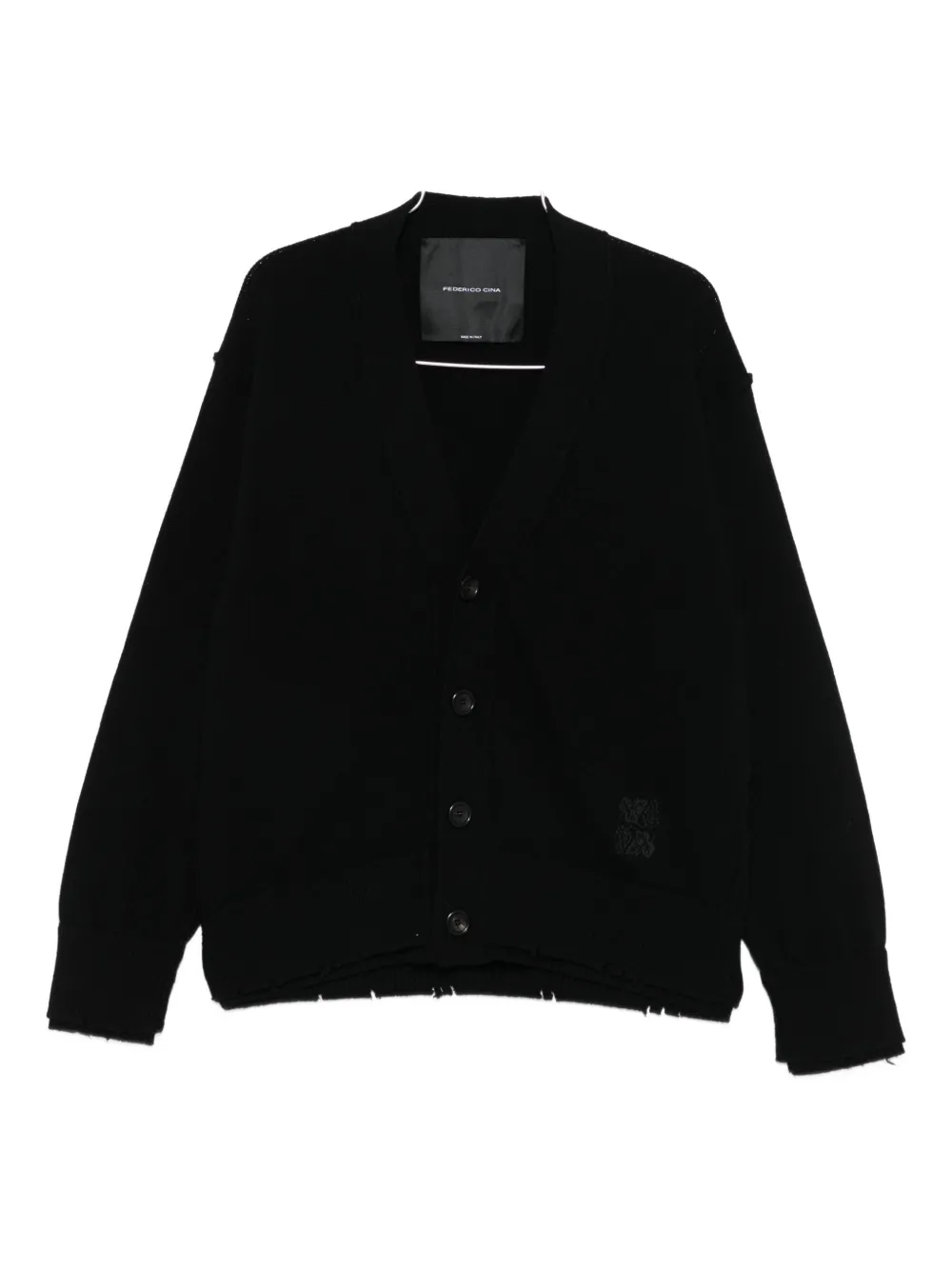 Federico Cina Distressed Cardigan In Black