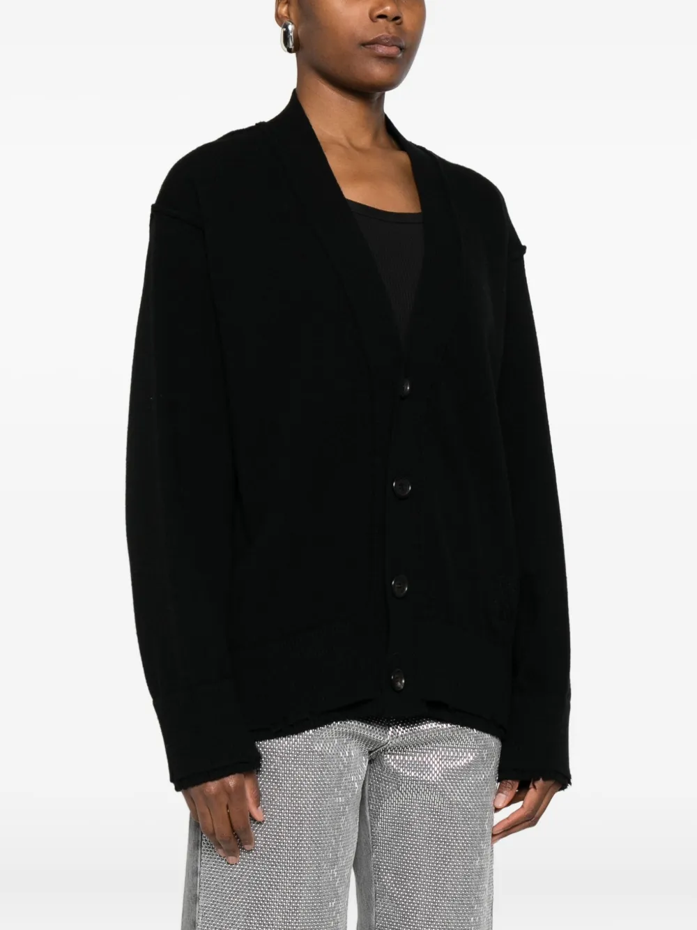 Federico Cina Distressed Cardigan In Black