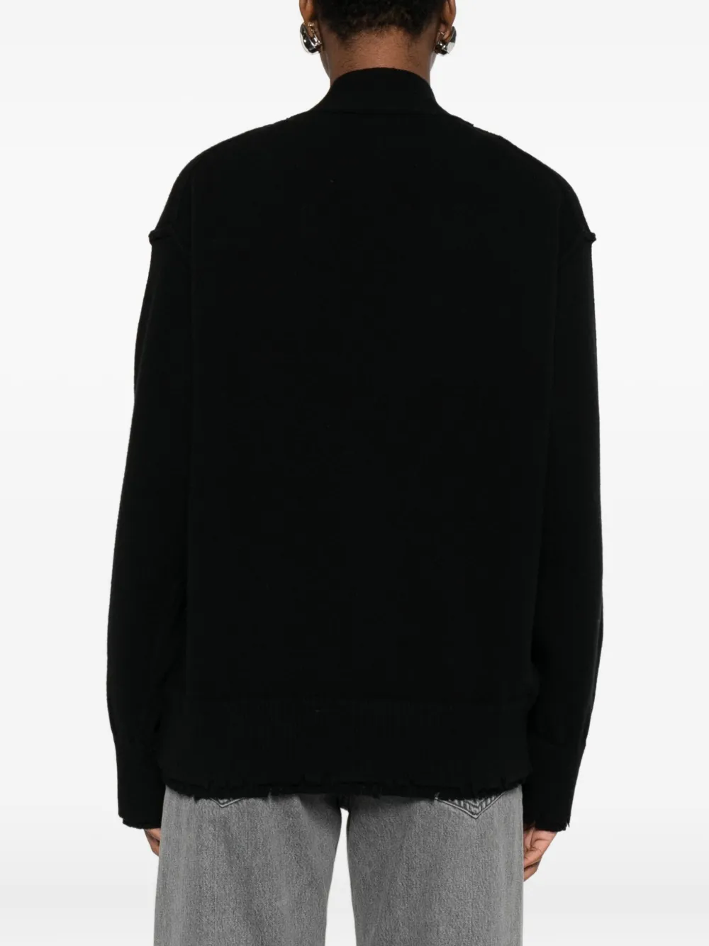 Federico Cina Distressed Cardigan In Black