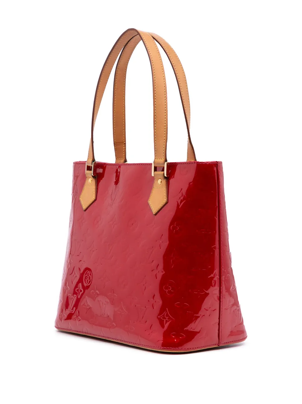 Pre-owned Louis Vuitton 2007 Monogram Vernis Houston Tote Bag In Red