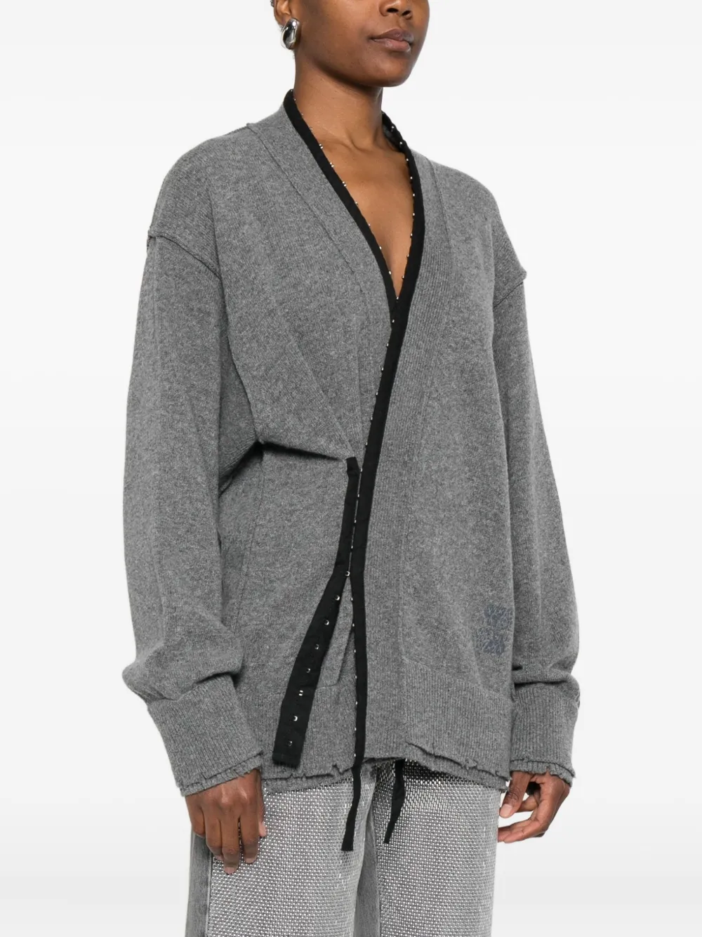 Federico Cina Coorset Distressed Cardigan In Gray
