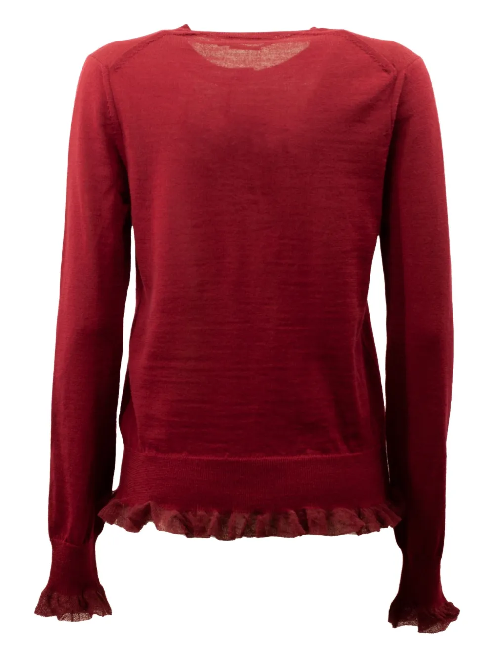 Comme Des Garçons Ruffled Cardigan In Red