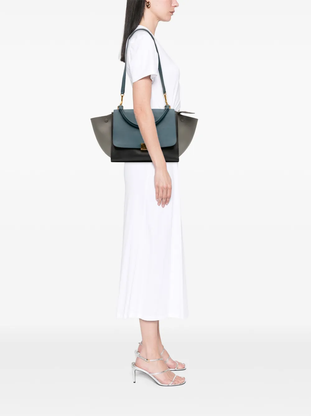 Celine Pre-Owned 2014 Medium Tricolor Leather Trapeze satchel | Pre-Owned | Image 2
