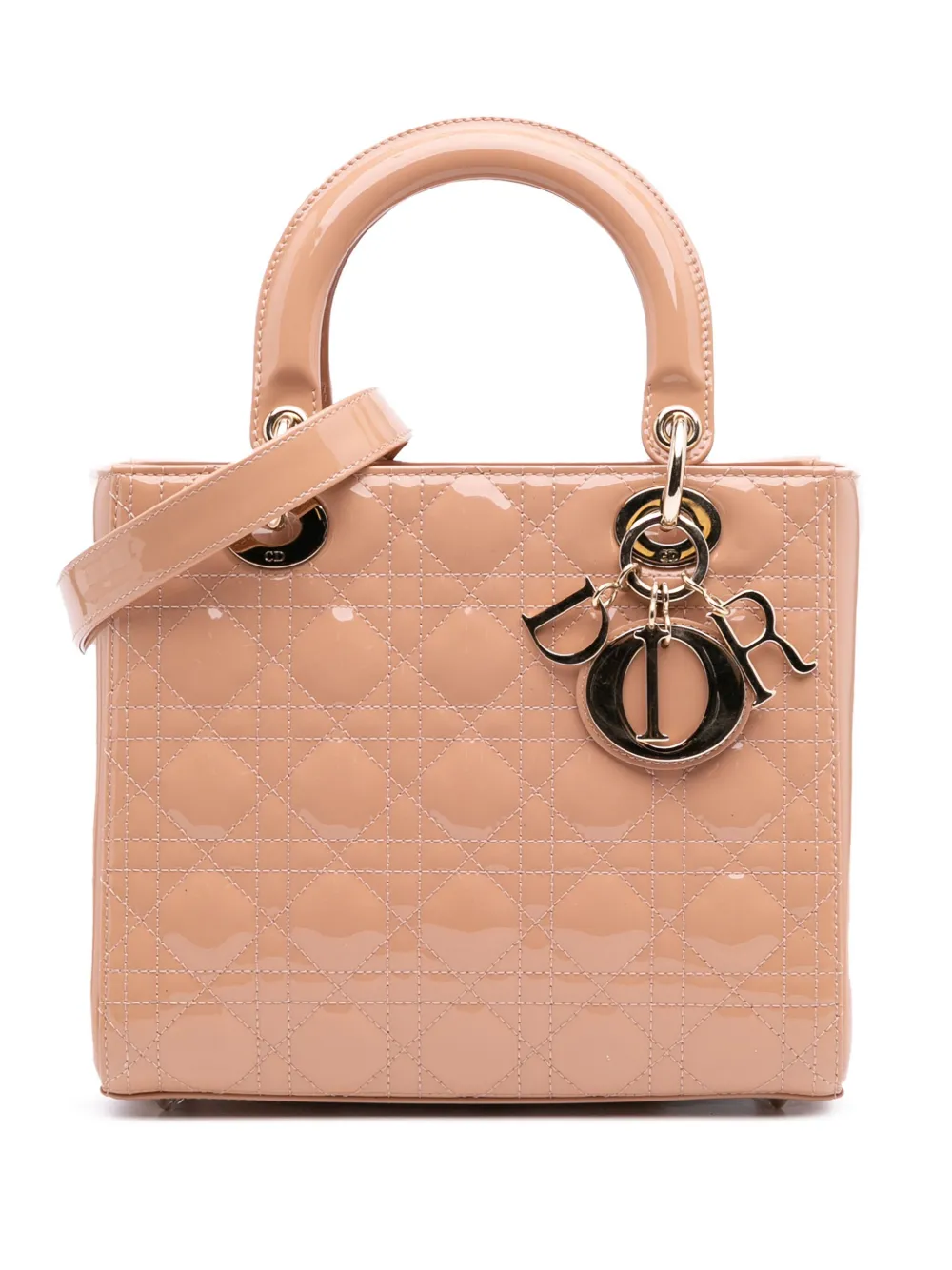 Christian Dior Pre-Owned 2020 ミディアム パテント カナージュ レディ ディオール サッチェルバッグ - Christian Dior Pre-Owned 2020 ミディアム パテント カナージュ レディ ディオール サッチェルバッグ -
