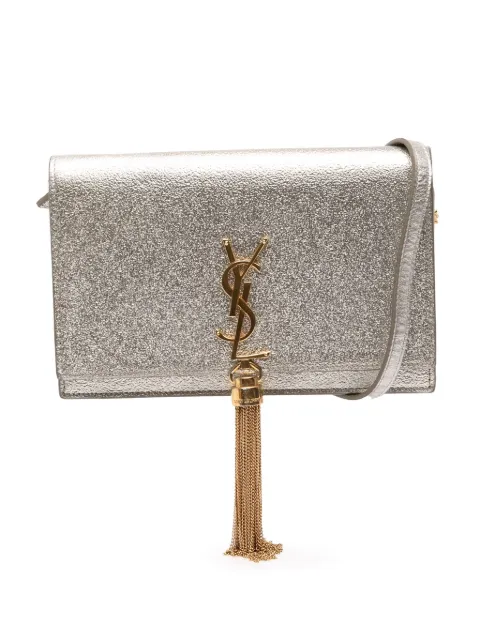 Saint Laurent Pre-Owned 2016 Metallic Calfskin Monogram Kate Tassel Wallet on Chain crossbody bag