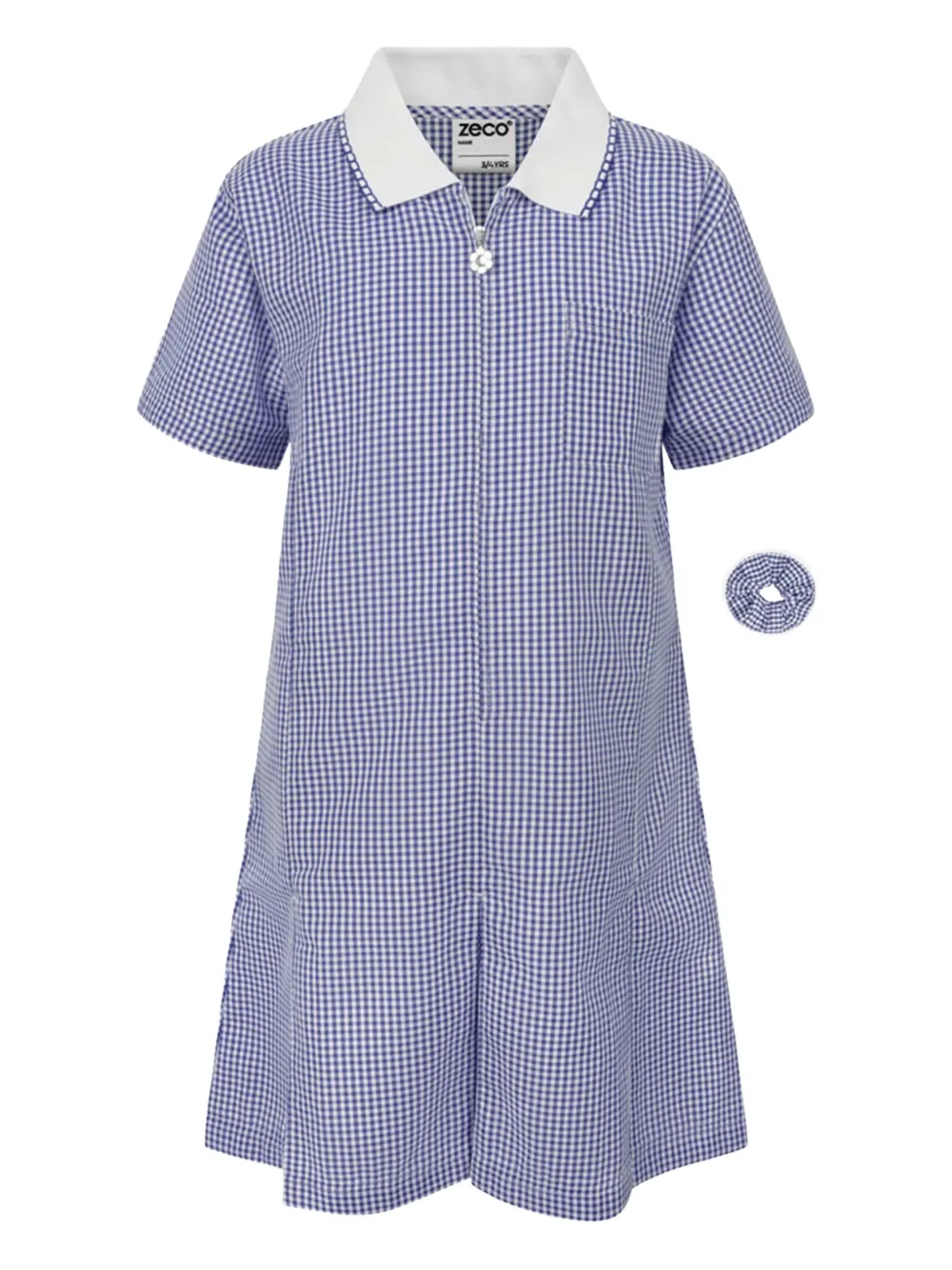 Zeco Schoolwear kids gingham zip-front dress set | Blue | Image 1
