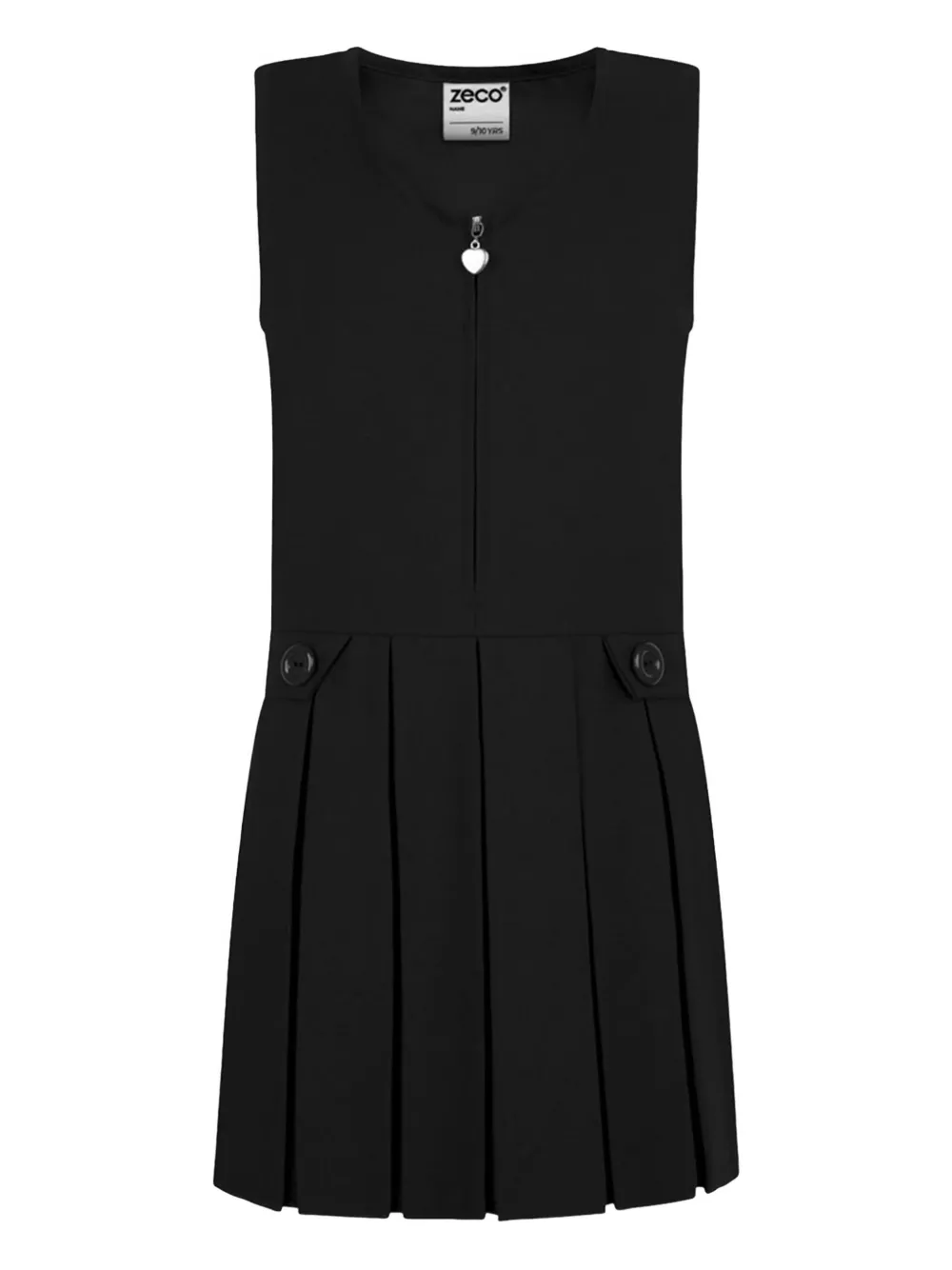 Zeco Schoolwear kids Pinafore pleated zip-front dress | Black | Image 1