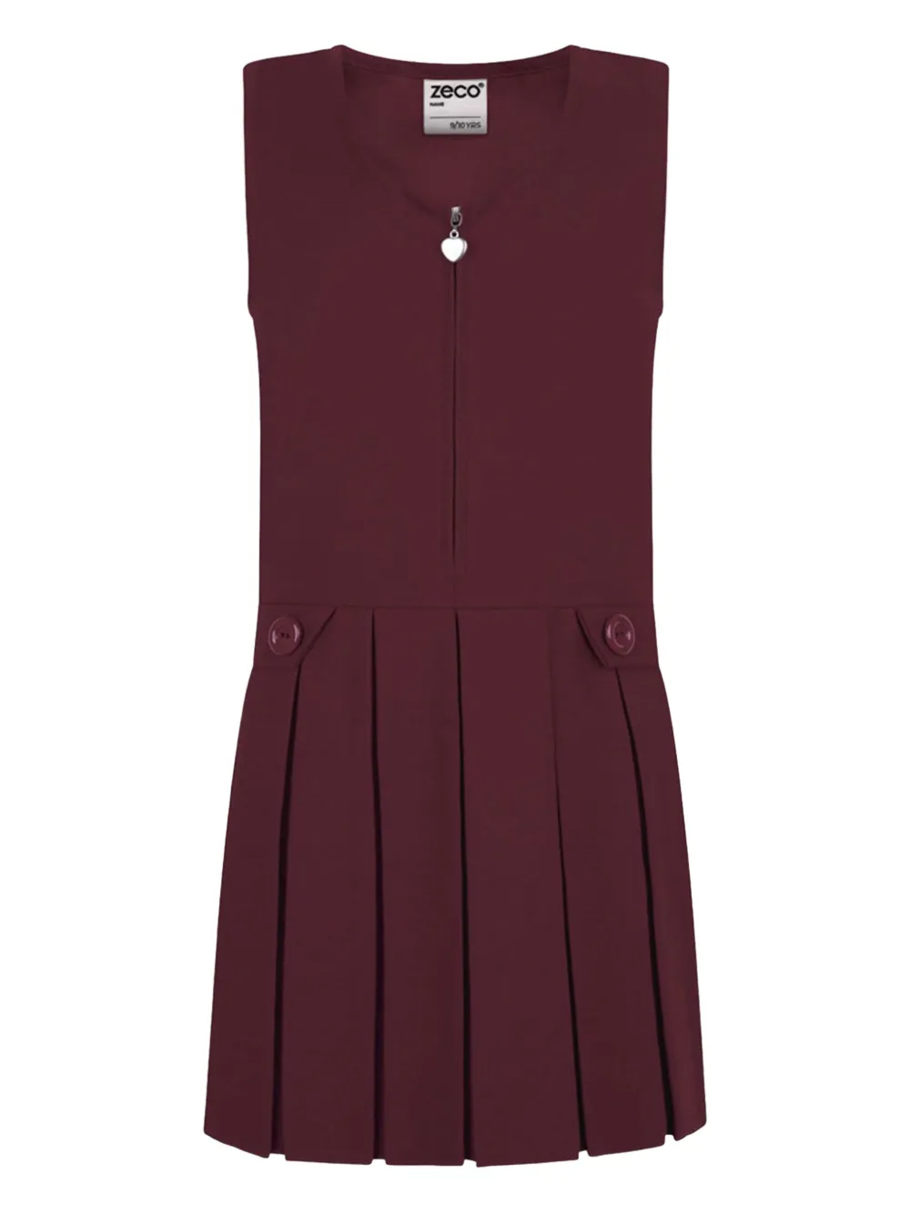 Zeco Schoolwear kids Pinafore pleated zip-front dress | Red | Image 1