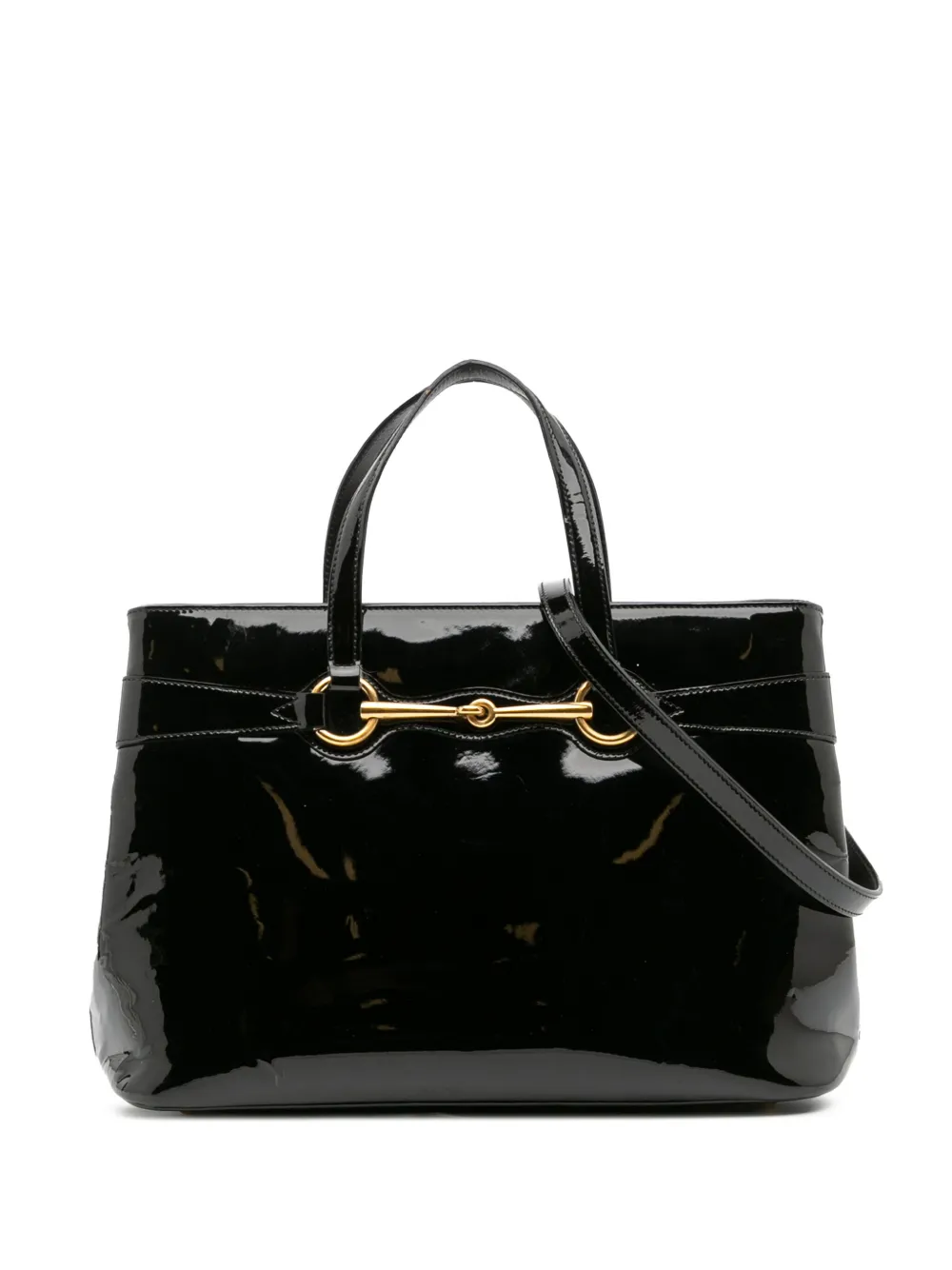 Gucci Pre-Owned 2016-2025 パテント Bright Bit サッチェルバッグ - ブラック Gucci Pre-Owned 2016-2025 パテント Bright Bit サッチェルバッグ - ブラック