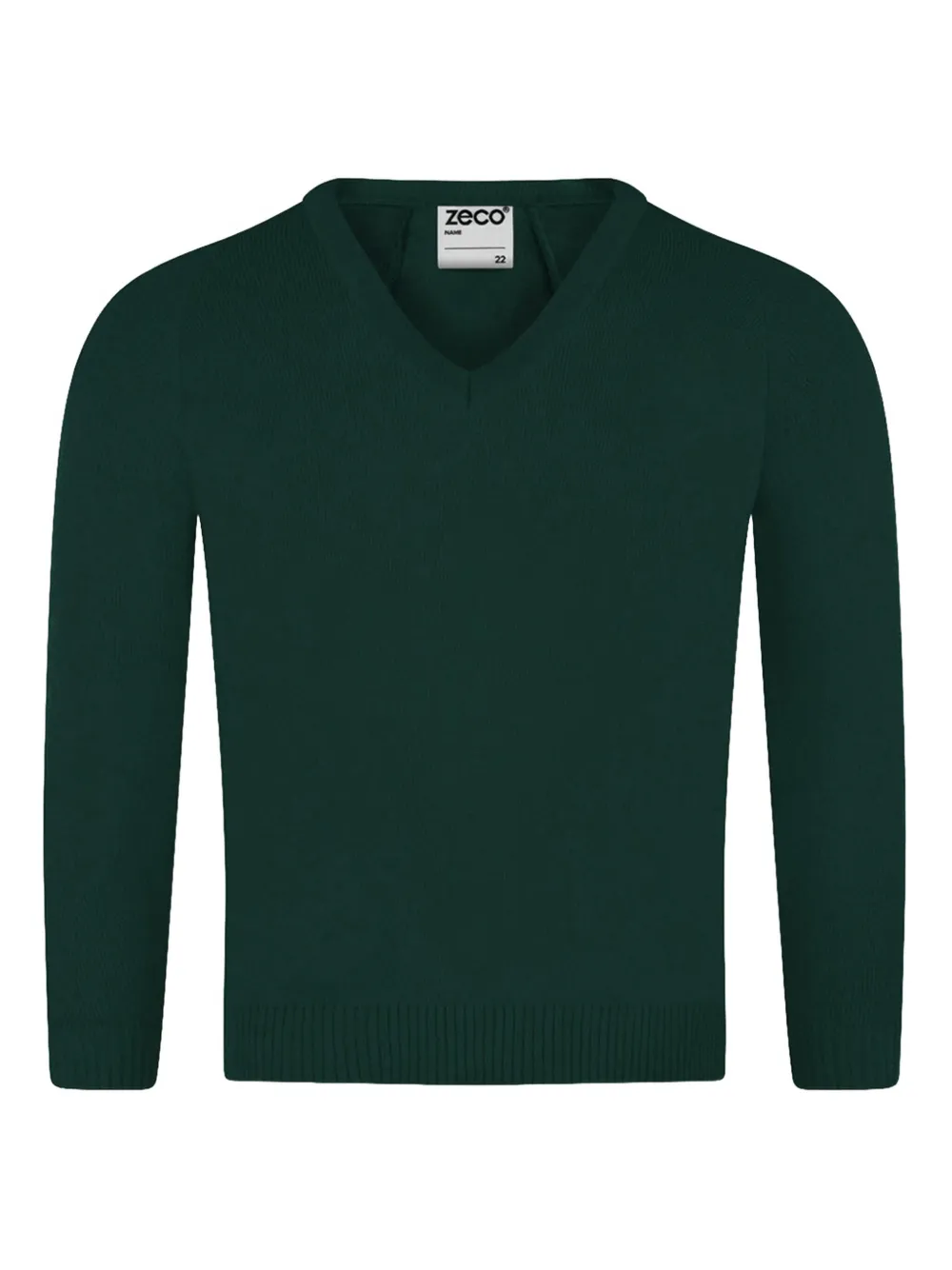 Zeco Schoolwear kids V-neck long-sleeve sweater | Green | Image 1