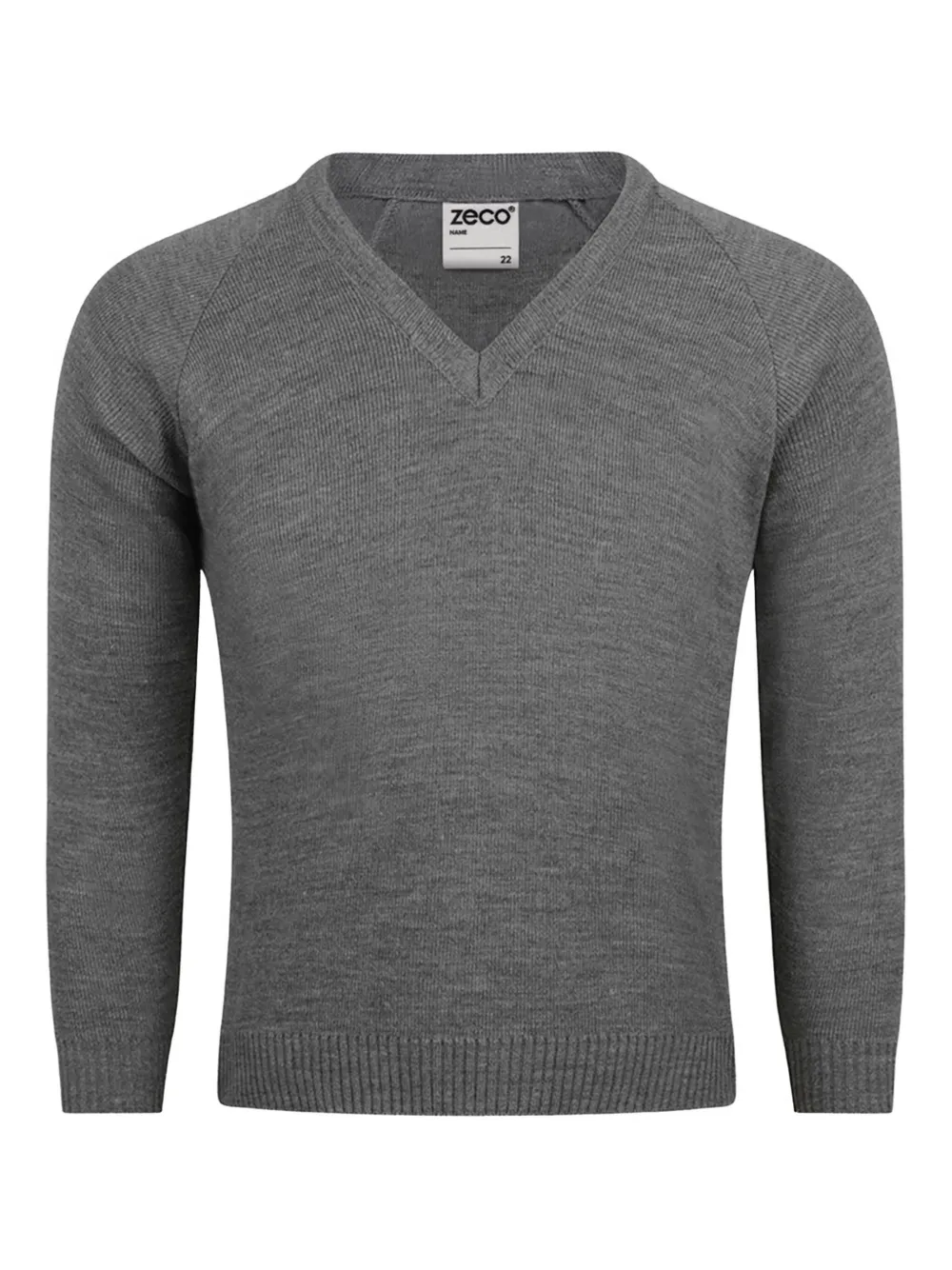 Zeco Schoolwear kids V-neck raglan-sleeve sweater | Grey | Image 1