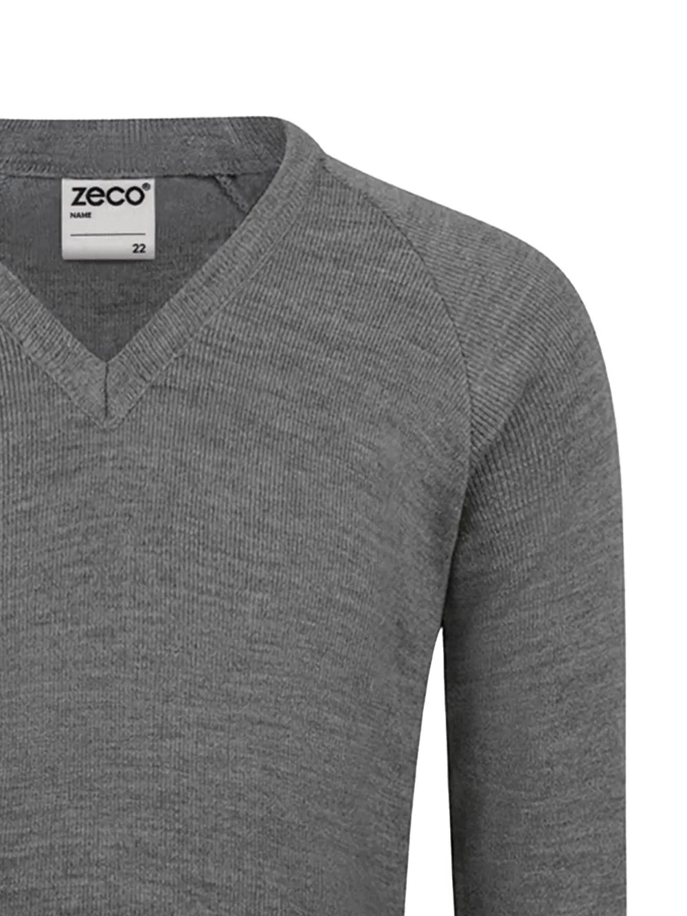 Zeco Schoolwear kids Trui met raglan mouwen en V-hals Grijs
