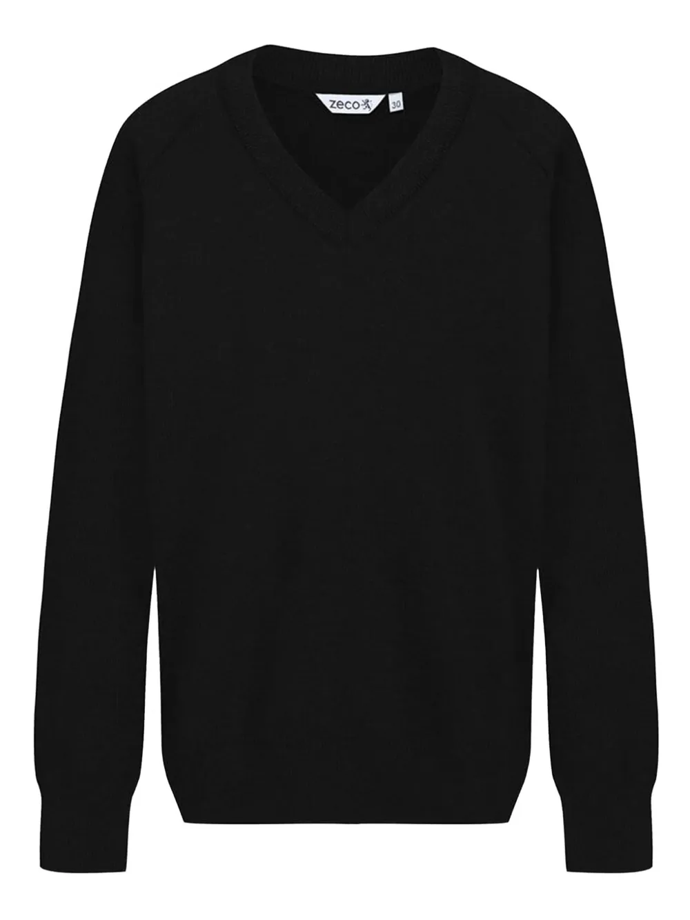 Zeco Schoolwear kids V-neck raglan-sleeve sweater | Black | Image 1