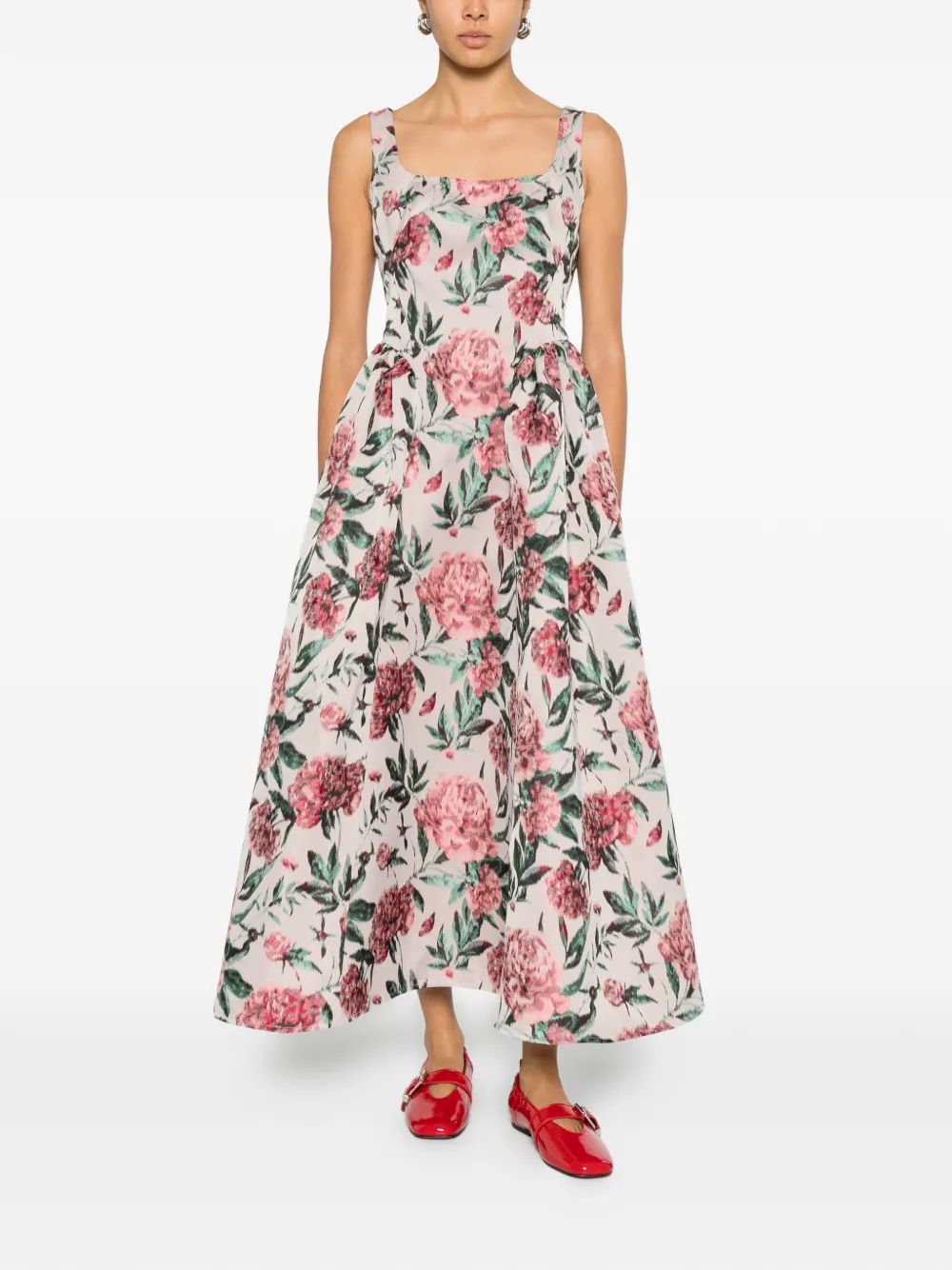 Marques'Almeida Midi-jurk met bloemenprint - Beige