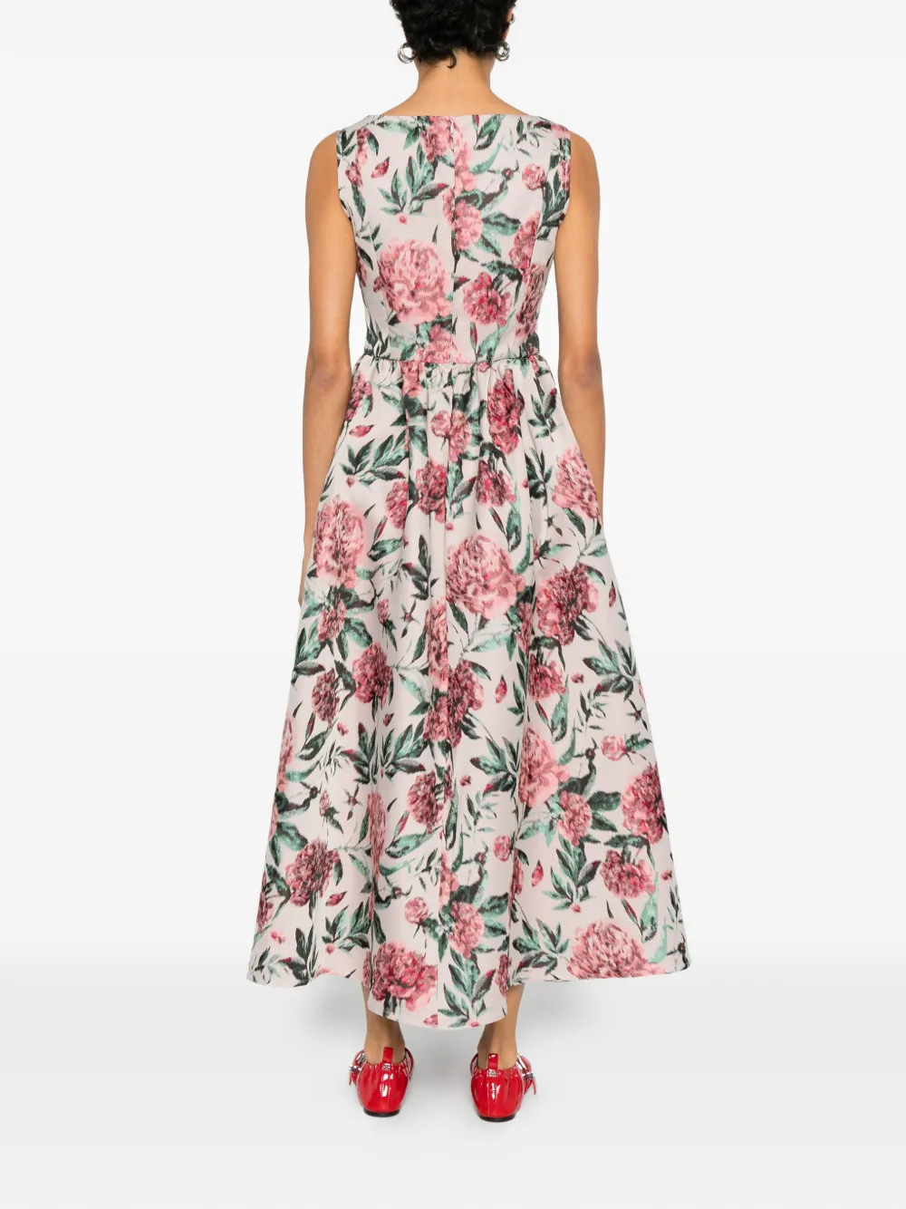 Marques'Almeida Midi-jurk met bloemenprint Beige