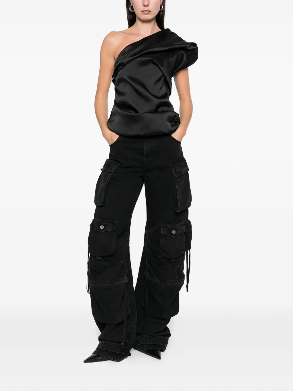 Marques'Almeida draped asymmetric top - Zwart