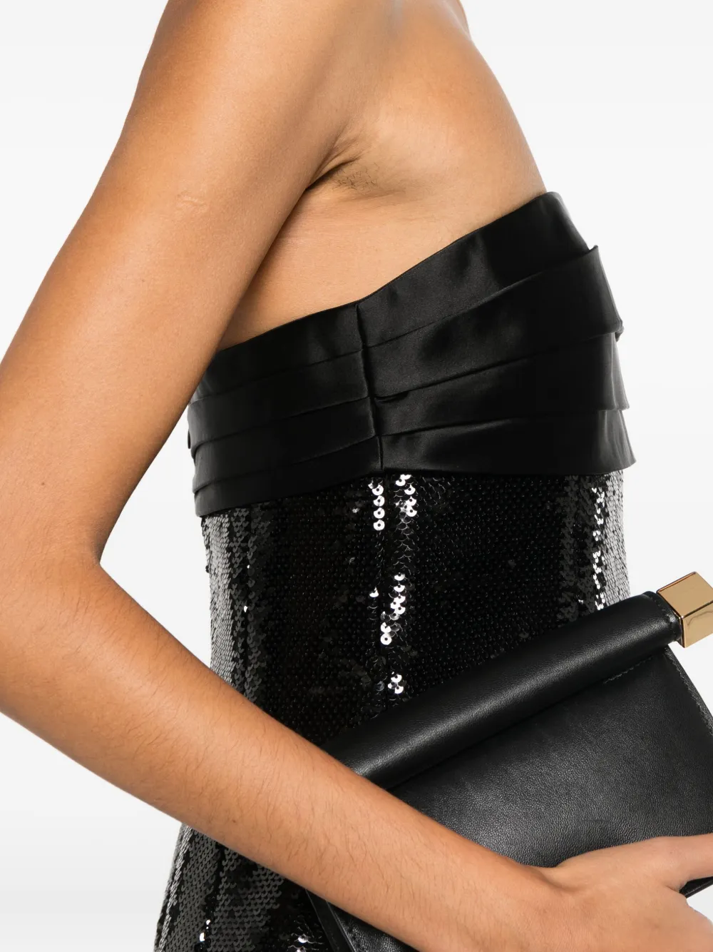 Retroféte Chentari Sequin Strapless Mini Dress In Black