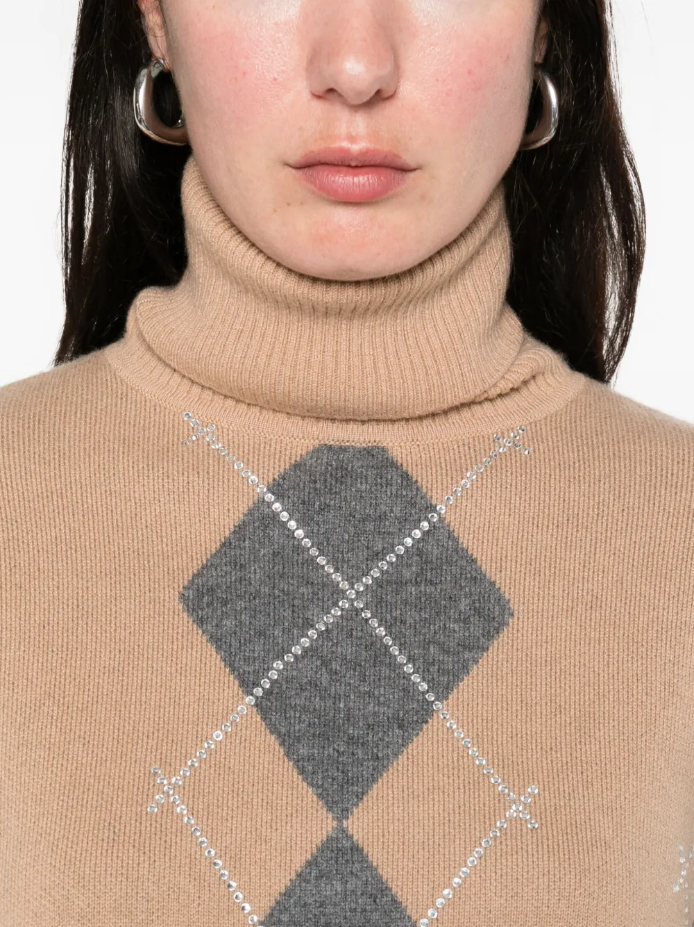 ALBERTE 缀饰菱形纹毛衣