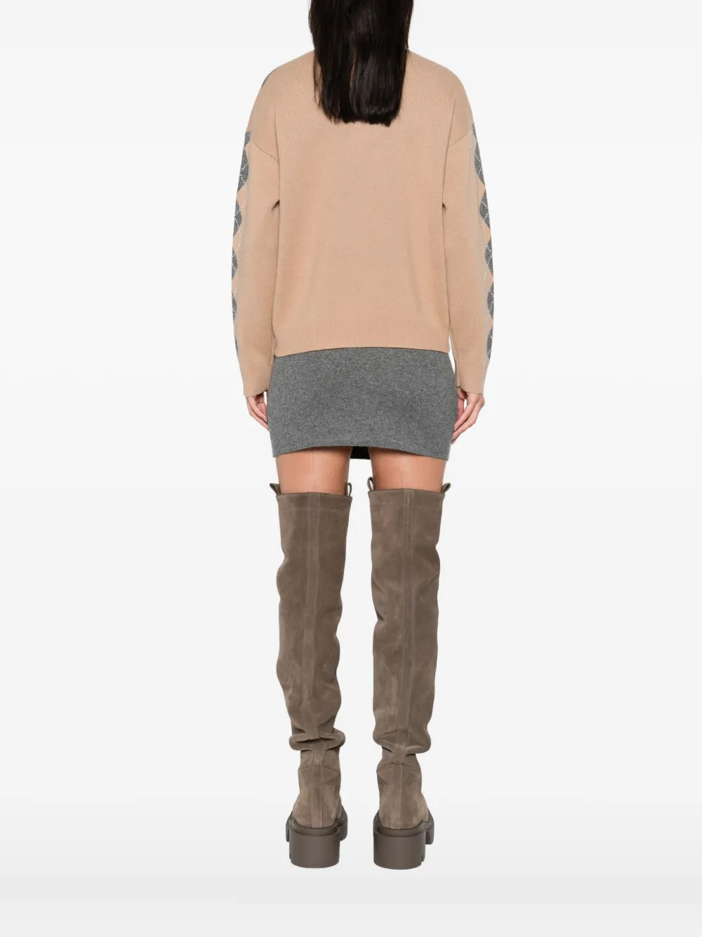 ALBERTE 缀饰菱形纹毛衣