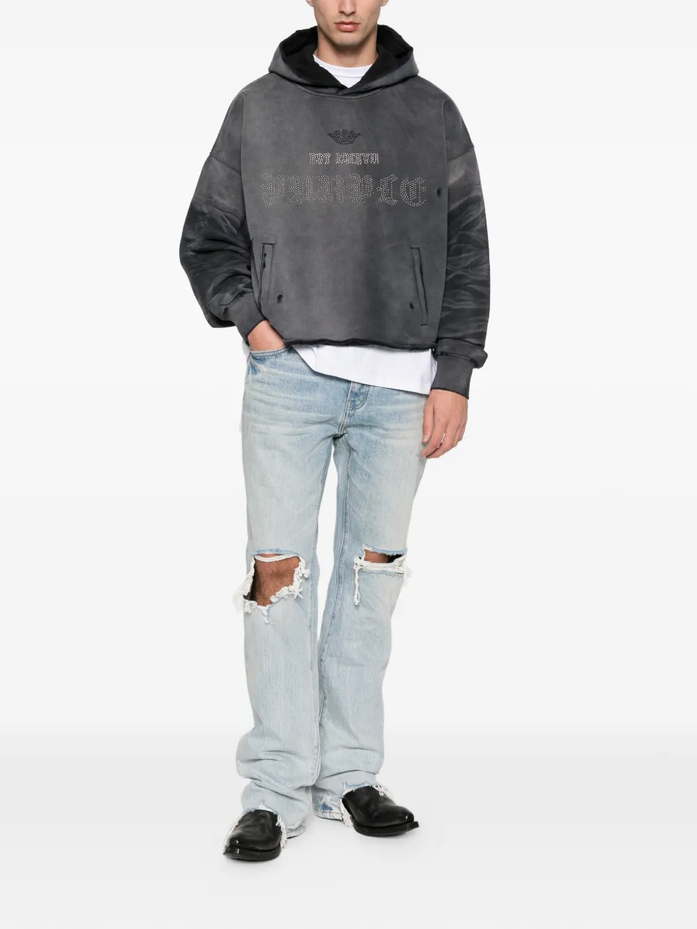 Purple Brand embellished hooded fleece hoodie | Hoodies | Image 2