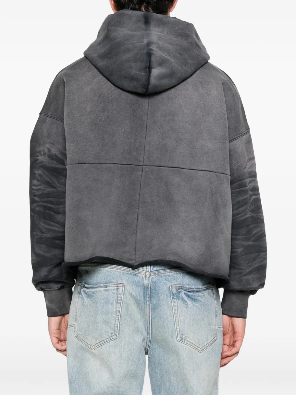 Purple Brand Verfraaide fleece hoodie met capuchon Grijs