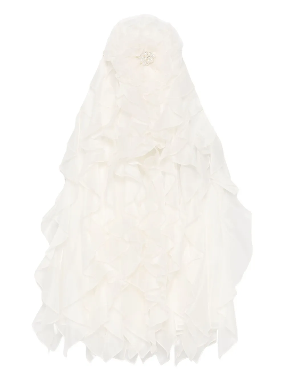 Retroféte Arina Ruffled Flower Mini Dress In White