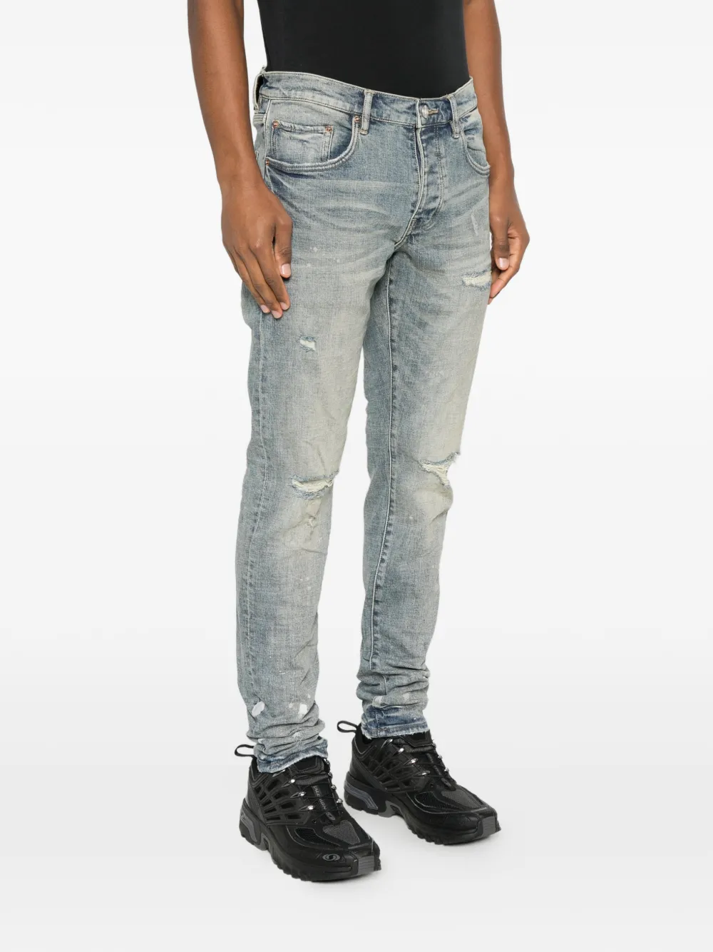 Purple Brand Jeans met gescheurde afwerking Blauw