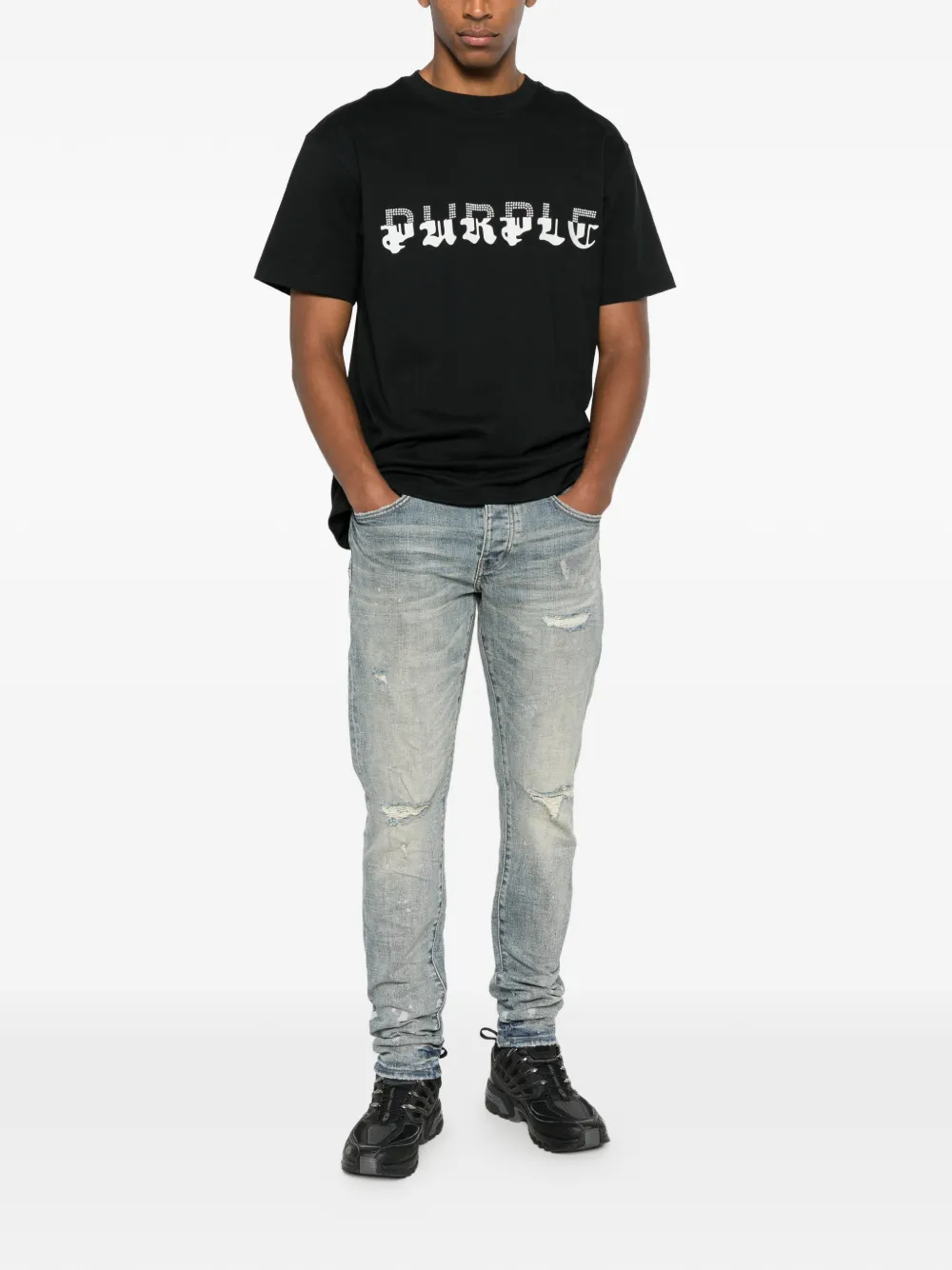 Purple Brand slashed paint jeans - Blauw