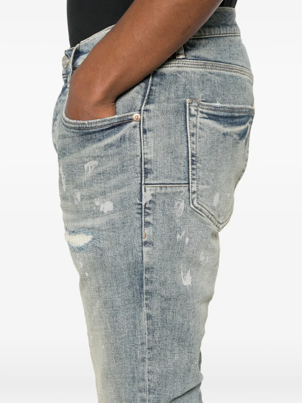 Purple Brand Jeans met gescheurde afwerking Blauw