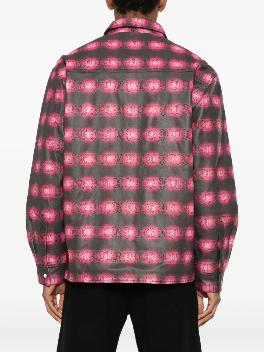 Purple Brand Shadow Plaid Leather Shacket In Multi