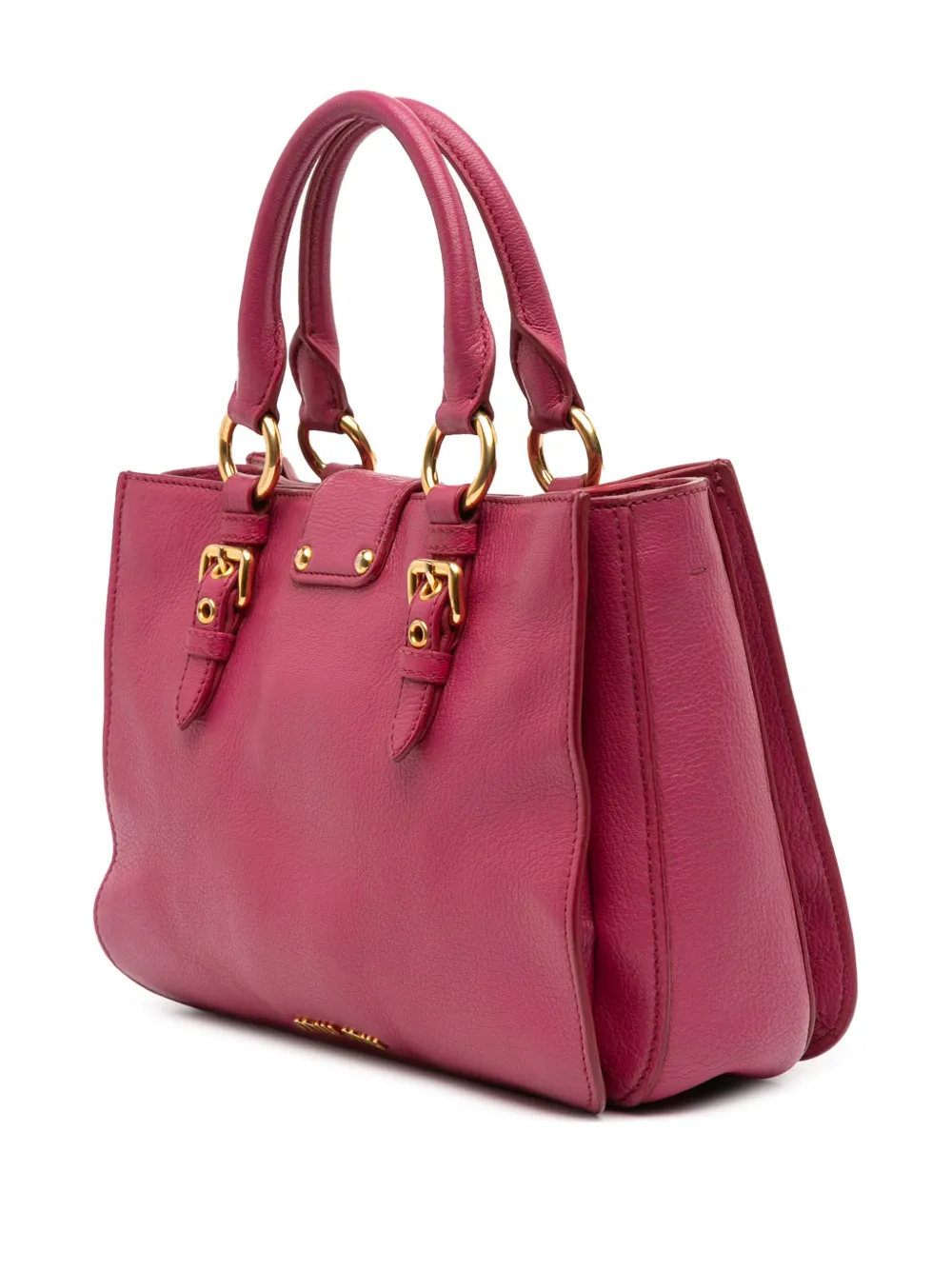 Pre-owned Miu Miu 2014-2025 Goatskin Madras Satchel In Pink