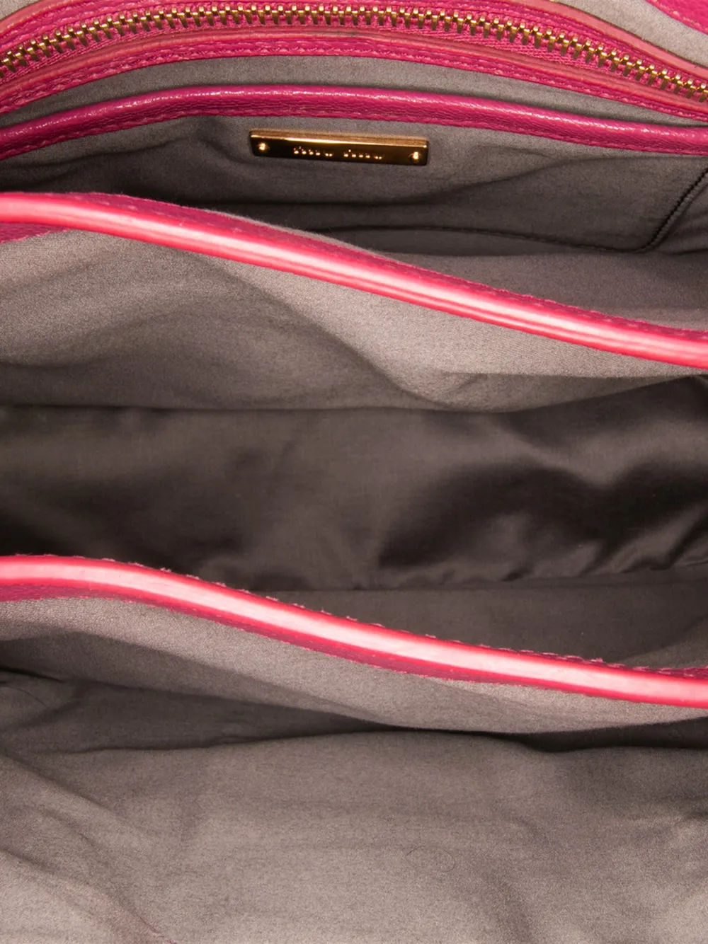 Pre-owned Miu Miu 2014-2025 Goatskin Madras Satchel In Pink