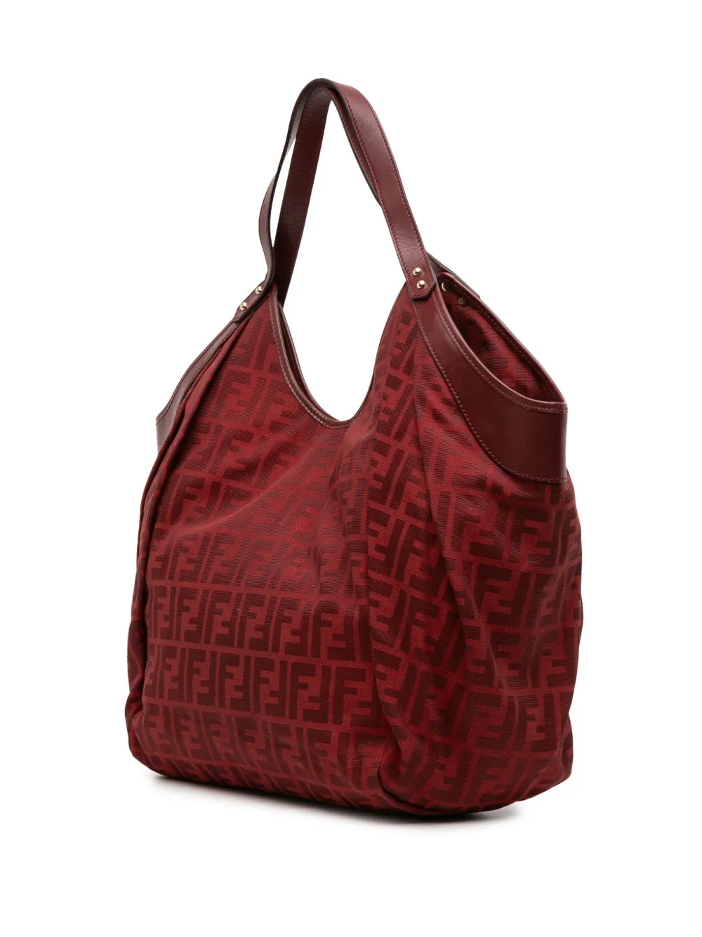 Pre-owned Fendi 2010-2025 Large Zucca Canvas Chef Tote Bag In Red