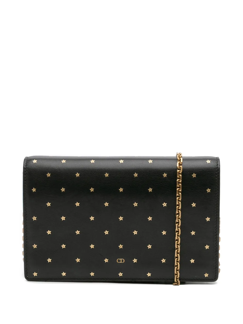 Christian Dior Pre-Owned 2017 Embossed Calfskin Stars Wallet on Chain crossbody bag - Nero