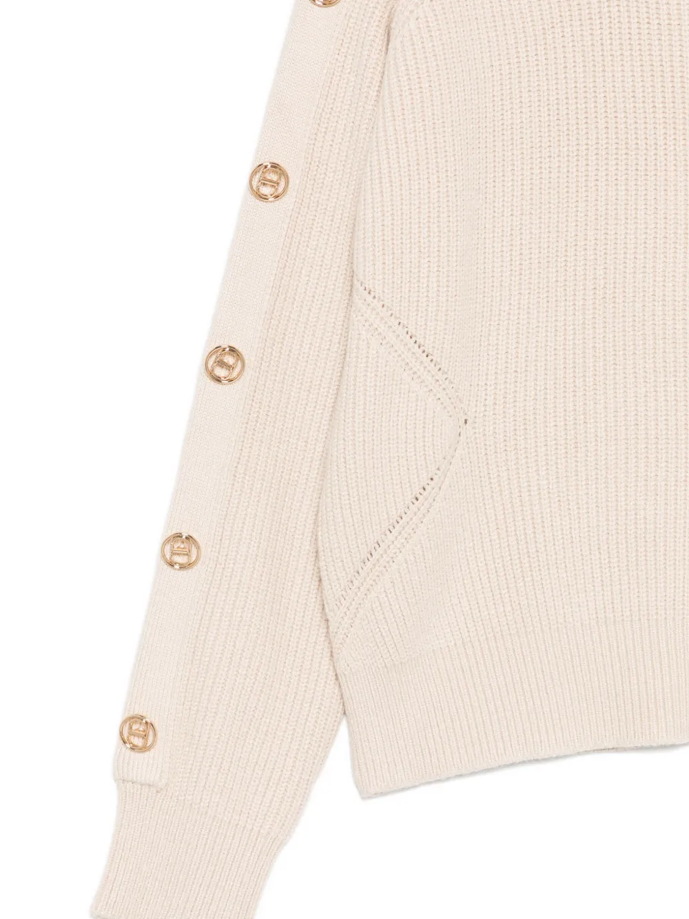 TWINSET Kids Ribgebreide trui met knopen Beige