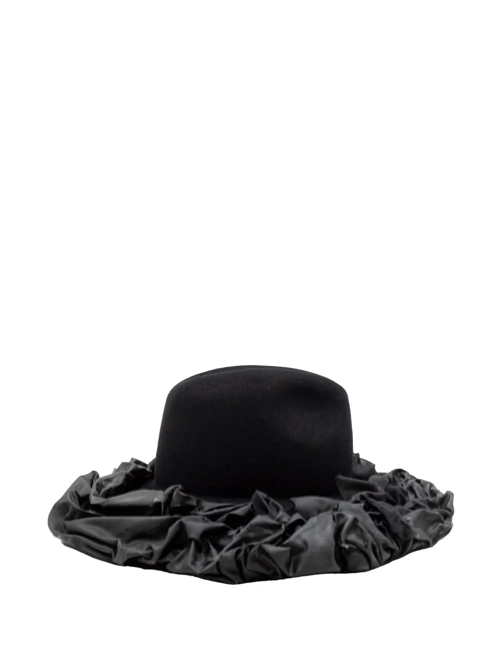 Comme Des Garçons Wool Ruffled Hat In Black