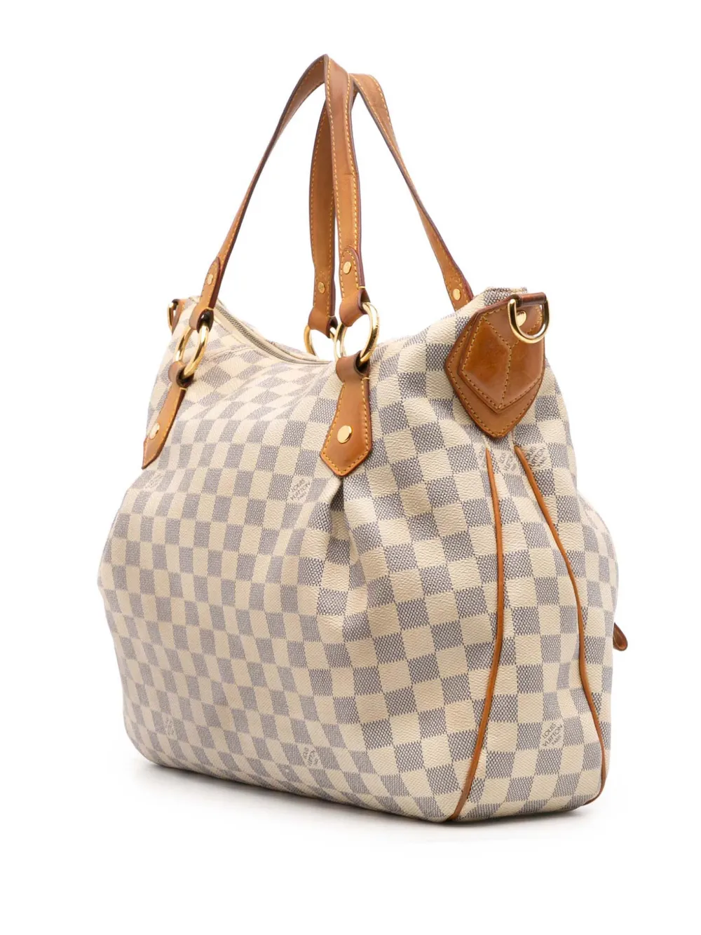 Pre-owned Louis Vuitton 2011 Damier Azur Evora Mm Satchel In White
