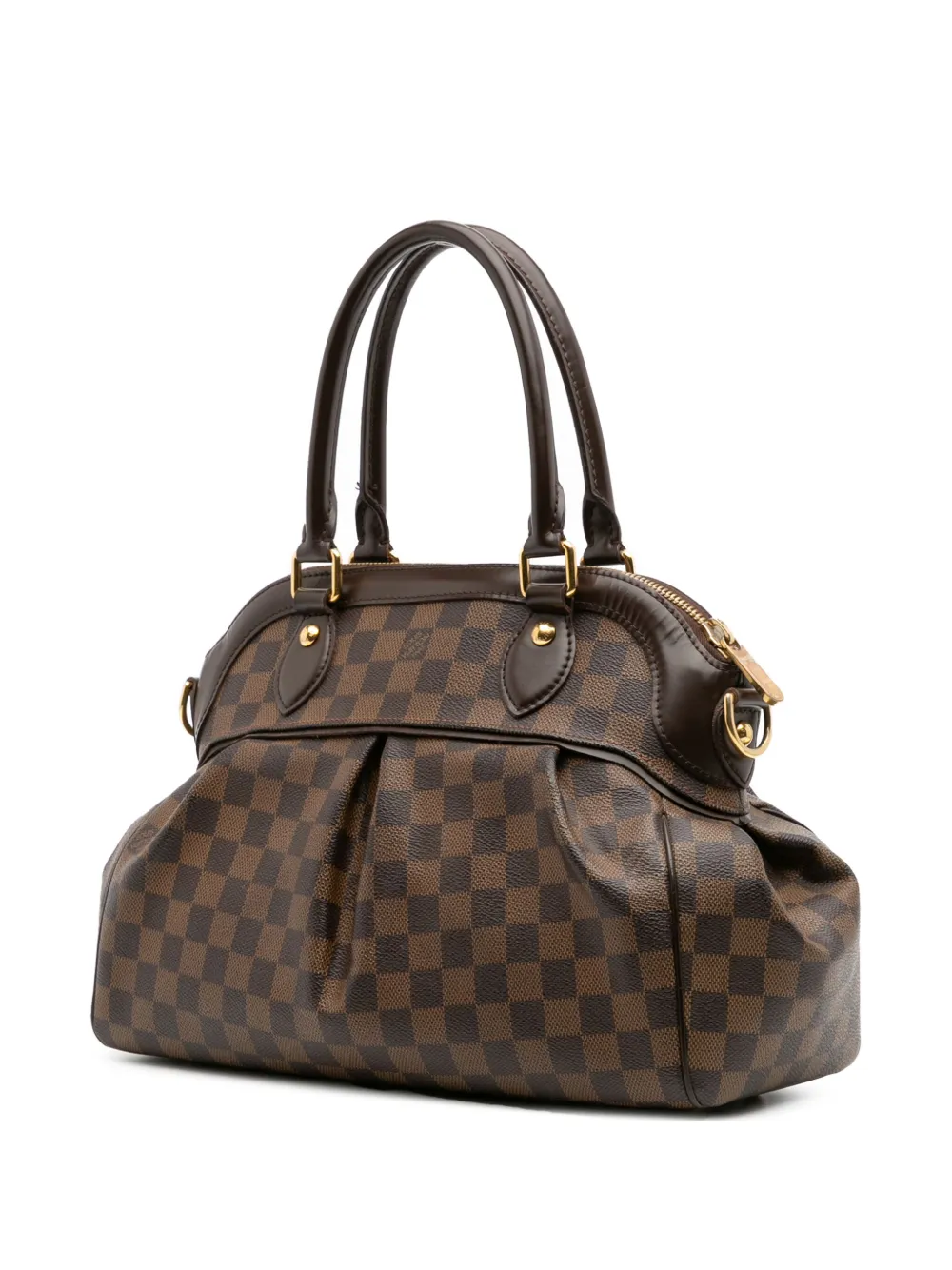 Pre-owned Louis Vuitton 2008 Damier Ebene Trevi Pm Satchel In Brown