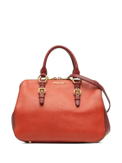 Miu Miu Pre-Owned 2010-2025 Bicolor Goatskin Madras Boston Bag satchel