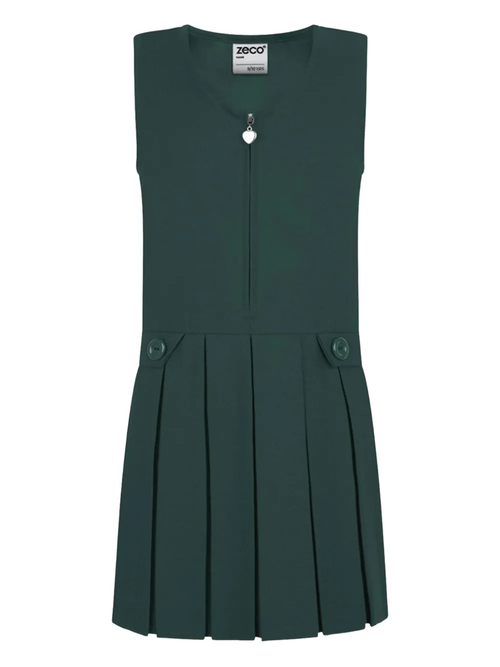 Zeco Schoolwear kids Pinafore pleated zip-front dress | Green | Image 1