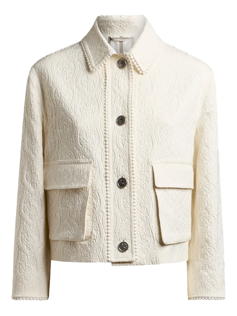 ETRO brocade trim-detail cropped jacket | White | Image 1