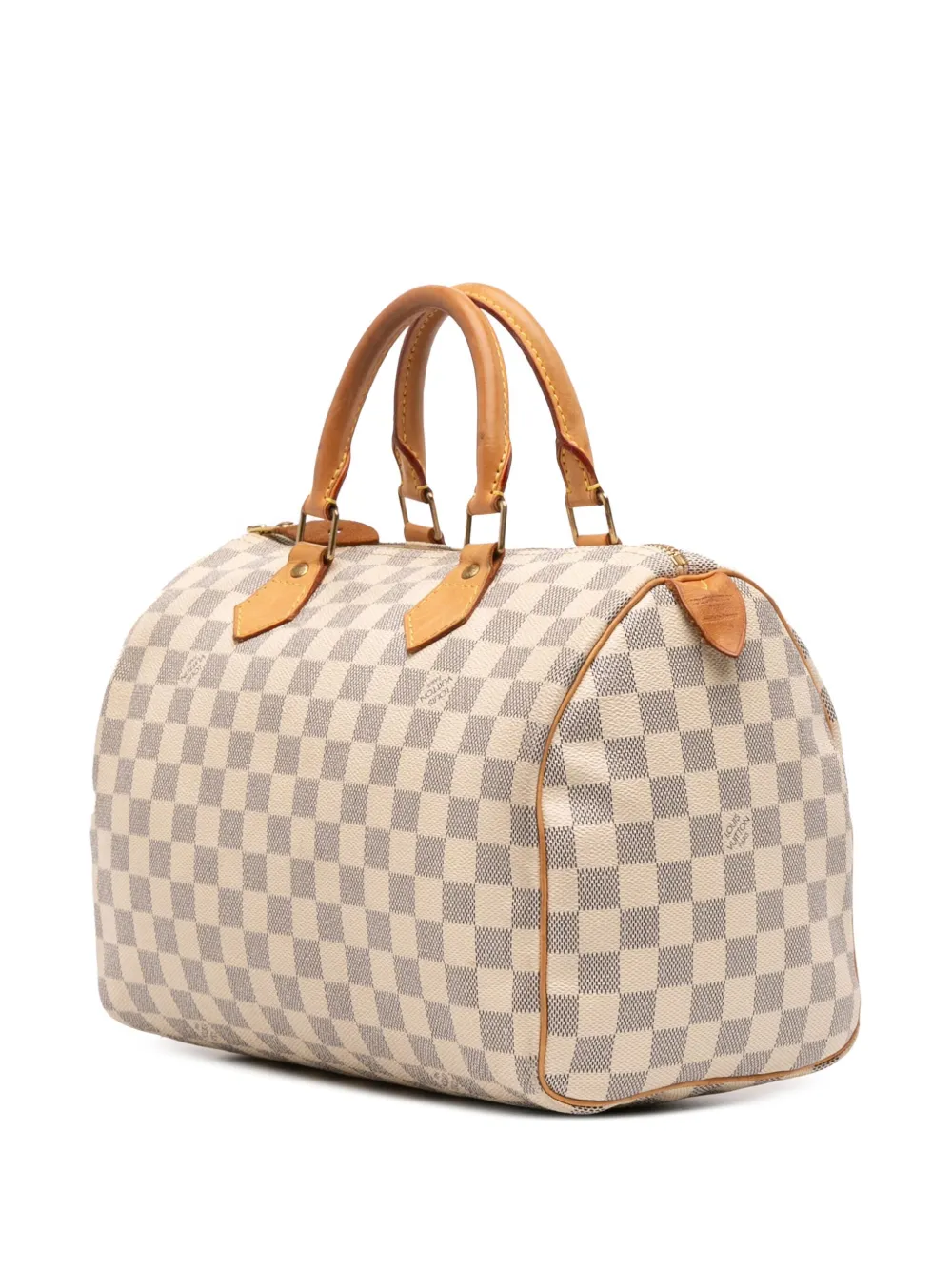 Pre-owned Louis Vuitton 2008 Damier Azur Speedy 30 Boston Bag In White