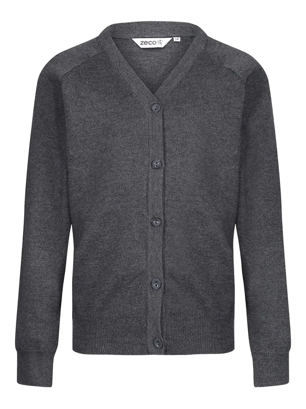 Zeco Schoolwear kids V-neck button cardigan | Grey | Image 1