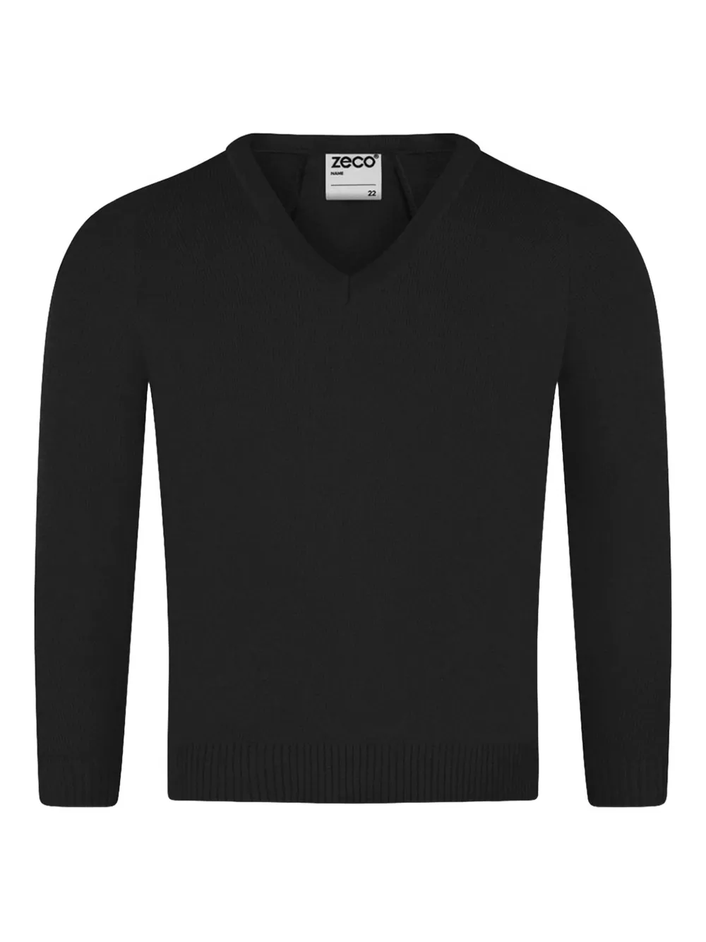 Zeco Schoolwear kids V-neck long-sleeve sweater | Black | Image 1