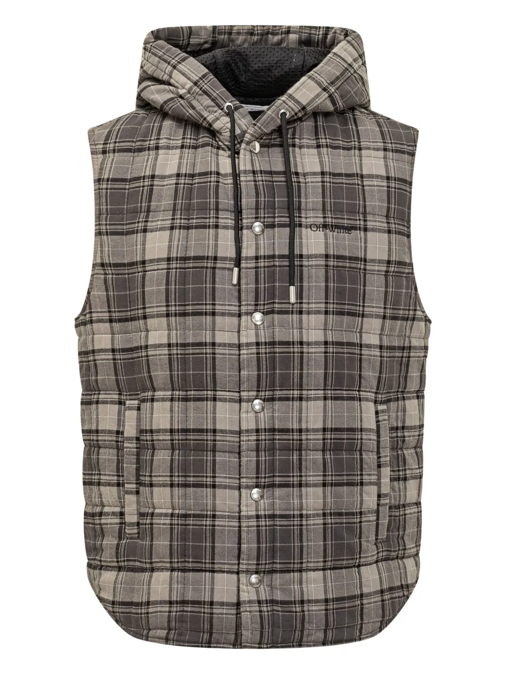 Off-White hooded plaid vest - グレー Off-White hooded plaid vest - グレー