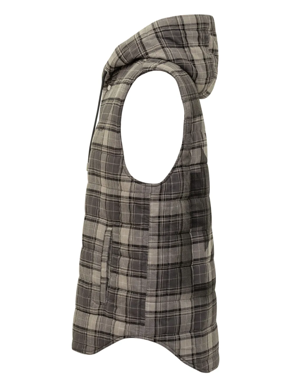 Off-White Geruit bodywarmer met capuchon Grijs