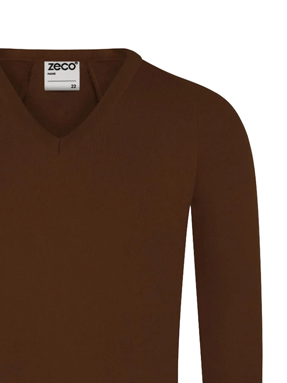 Zeco Schoolwear kids Geribbelde trui met V-hals Bruin