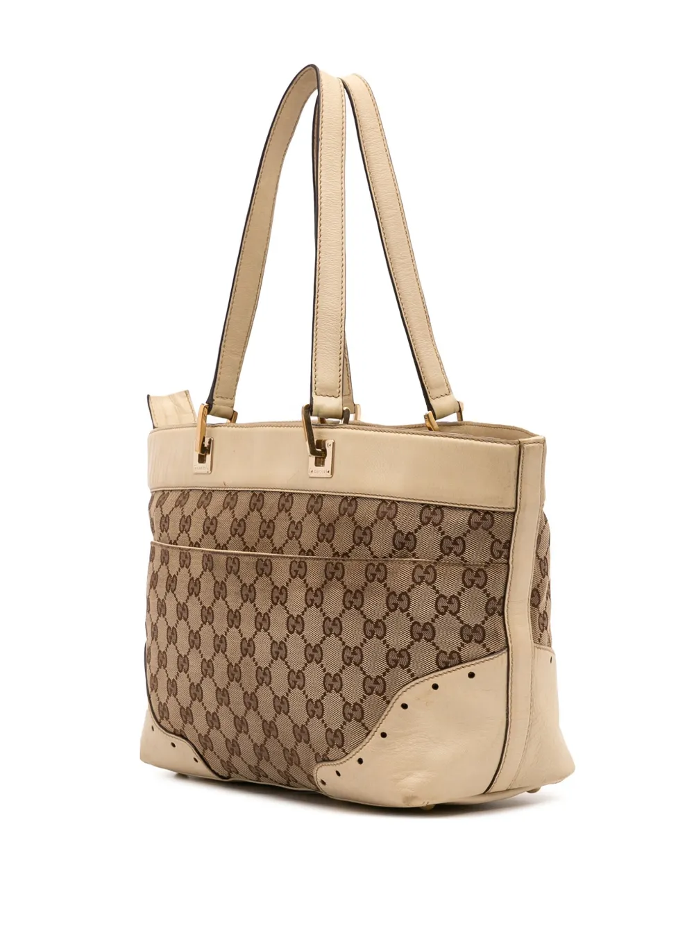 Pre-owned Gucci 2016-2025 Gg Canvas Punch Tote Bag In Brown